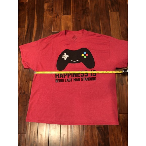Men's Gaming Controller T-Shirt “Happiness Is Being Last Man Standing” 3XL Red - Picture 2 of 8